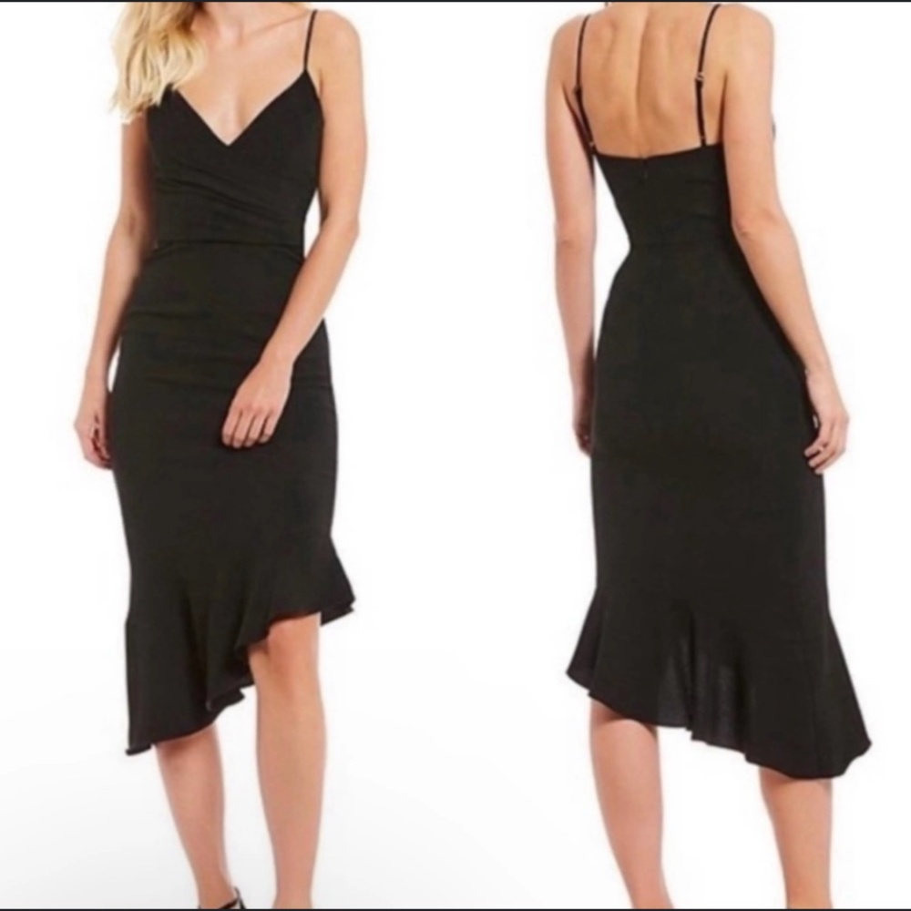 Black Midi Dress Sleeveless A-Line Cocktail Wedding Guest Gianni Bini